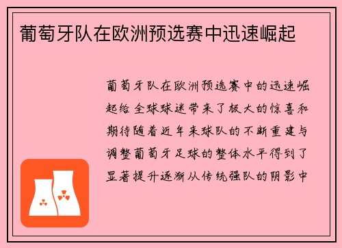 葡萄牙队在欧洲预选赛中迅速崛起