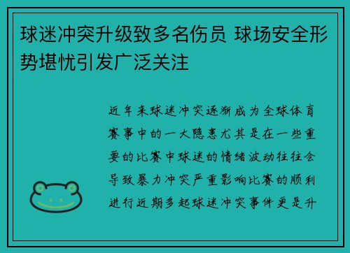 球迷冲突升级致多名伤员 球场安全形势堪忧引发广泛关注